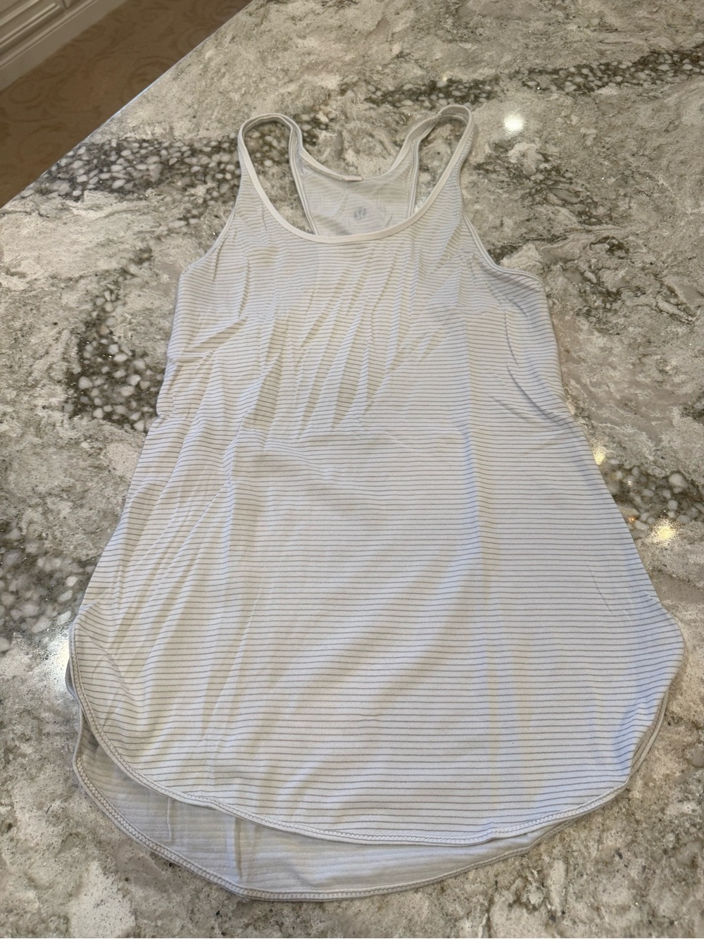 lululemon athletica White and Light Gray Striped Muscle Tank